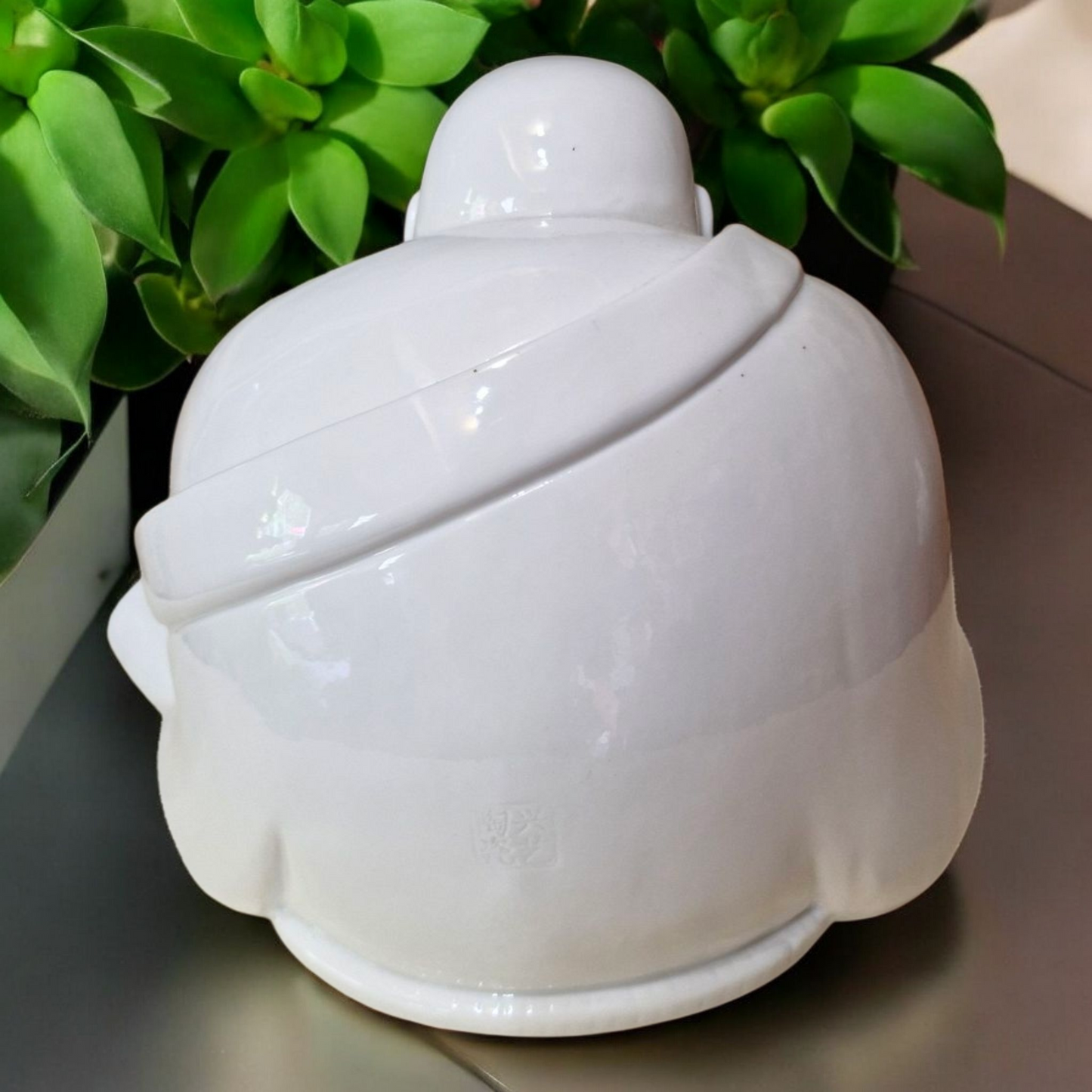 Chinese Laughing Buddha Statue - Glazed Blanc de Chine - 17cm