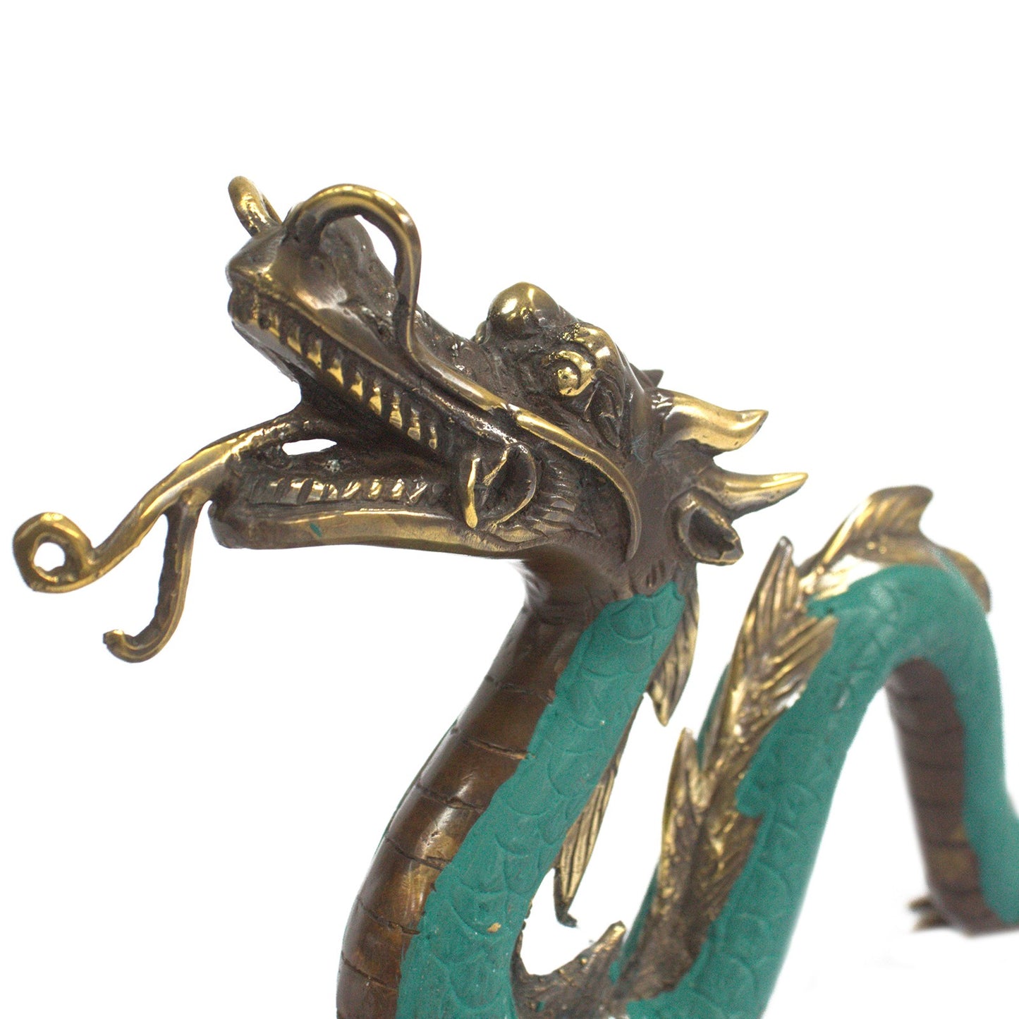 Vintage Style Brass Dragon with Ball - Large Size 45cm - Feng Shui