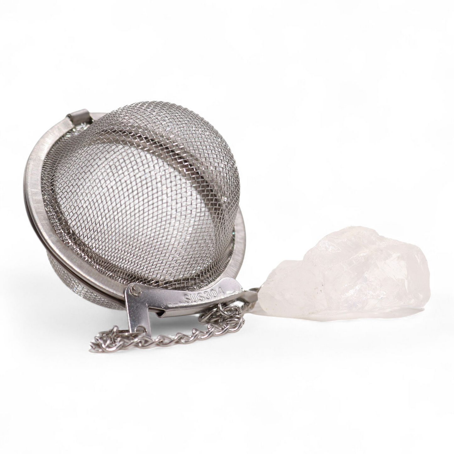 Tea Ball Infuser - 5cm - Stainless Steel with Chain and Rock Quartz for Balance