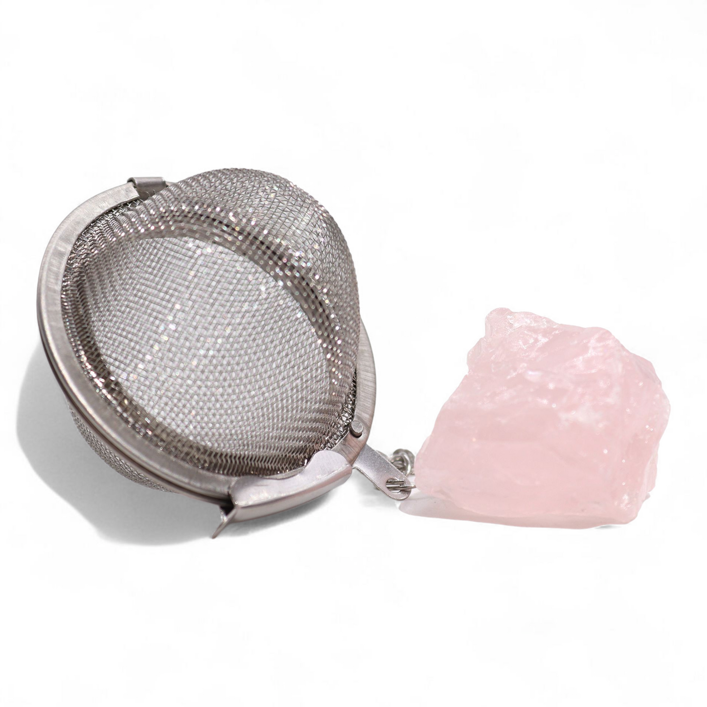 Tea Ball Infuser - 5cm - Stainless Steel with Chain and Rose Quartz for Love