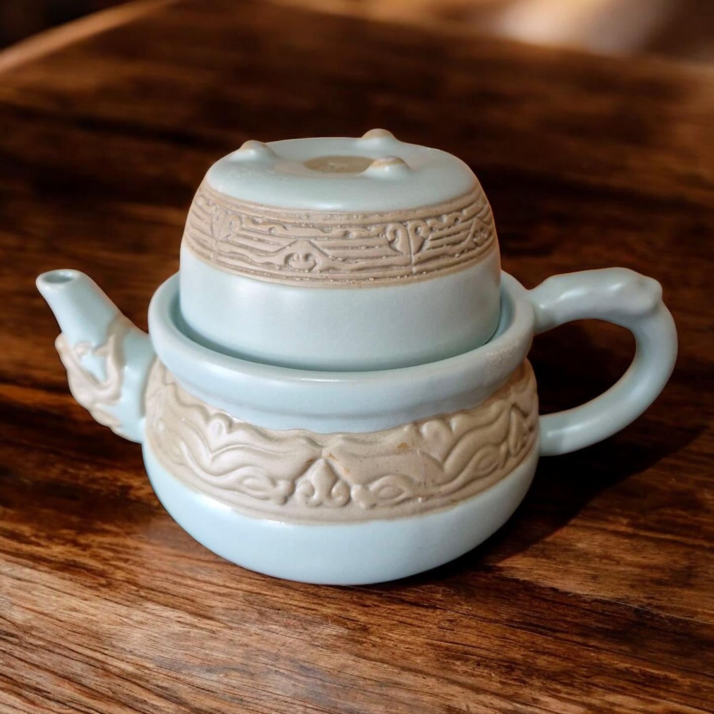 Chinese Dragon Mouth Tea Set for One - Teapot and Cup - Gift Box