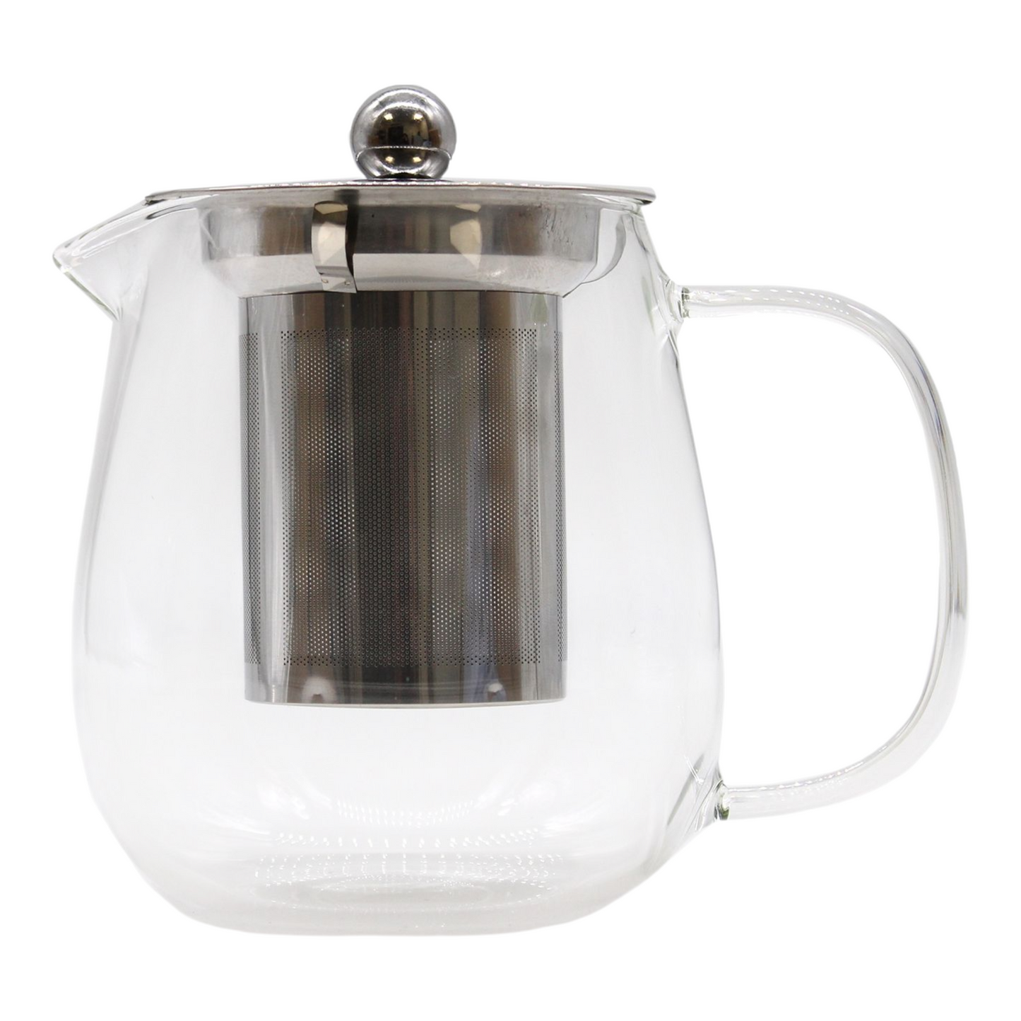 Glass Infuser Teapot - Micro Mesh Stainless Steel Filter - Round Shape - 550ml