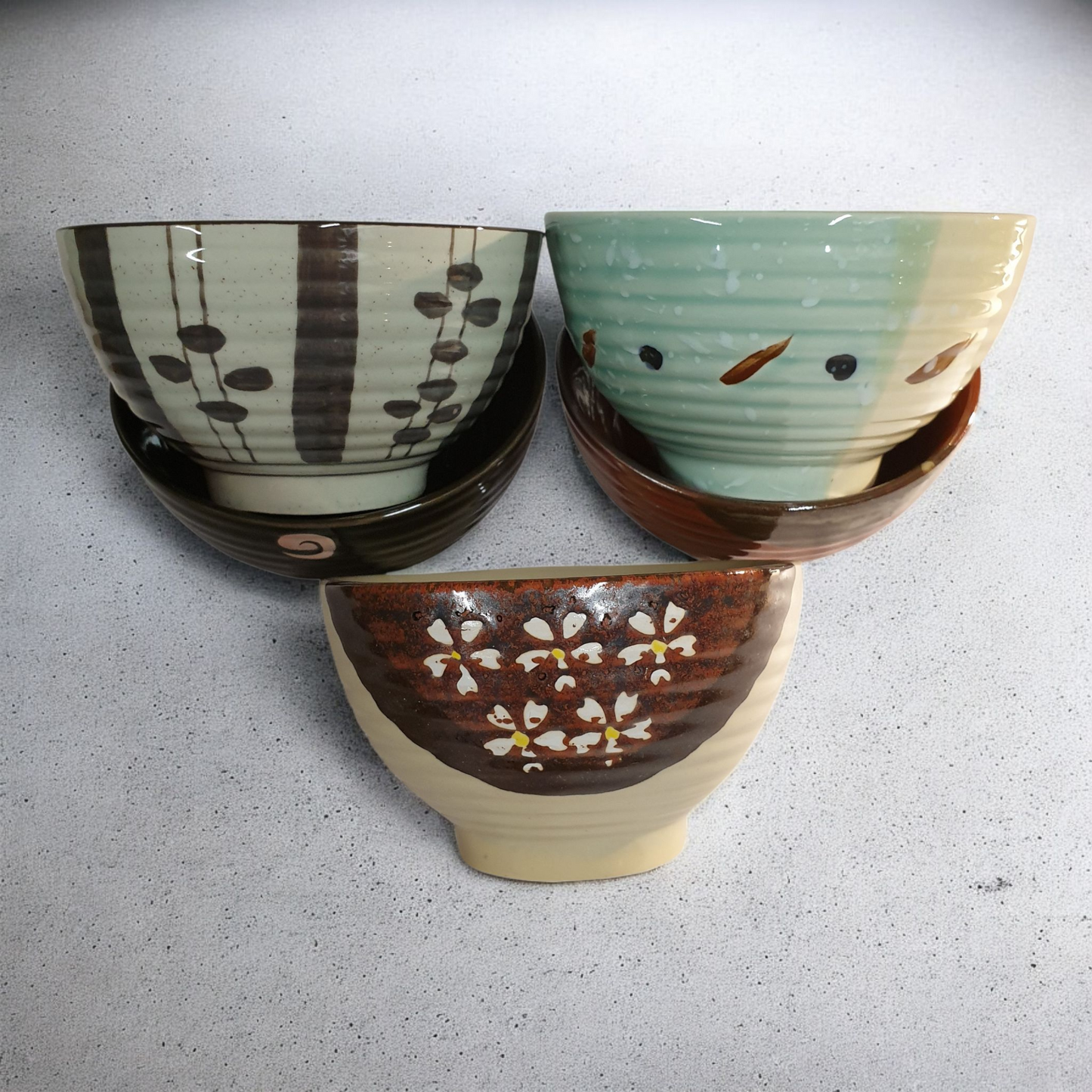 Chinese Rice Bowls - Mixed Eclectic Designs and Patterns - Set of 5 - Boxed
