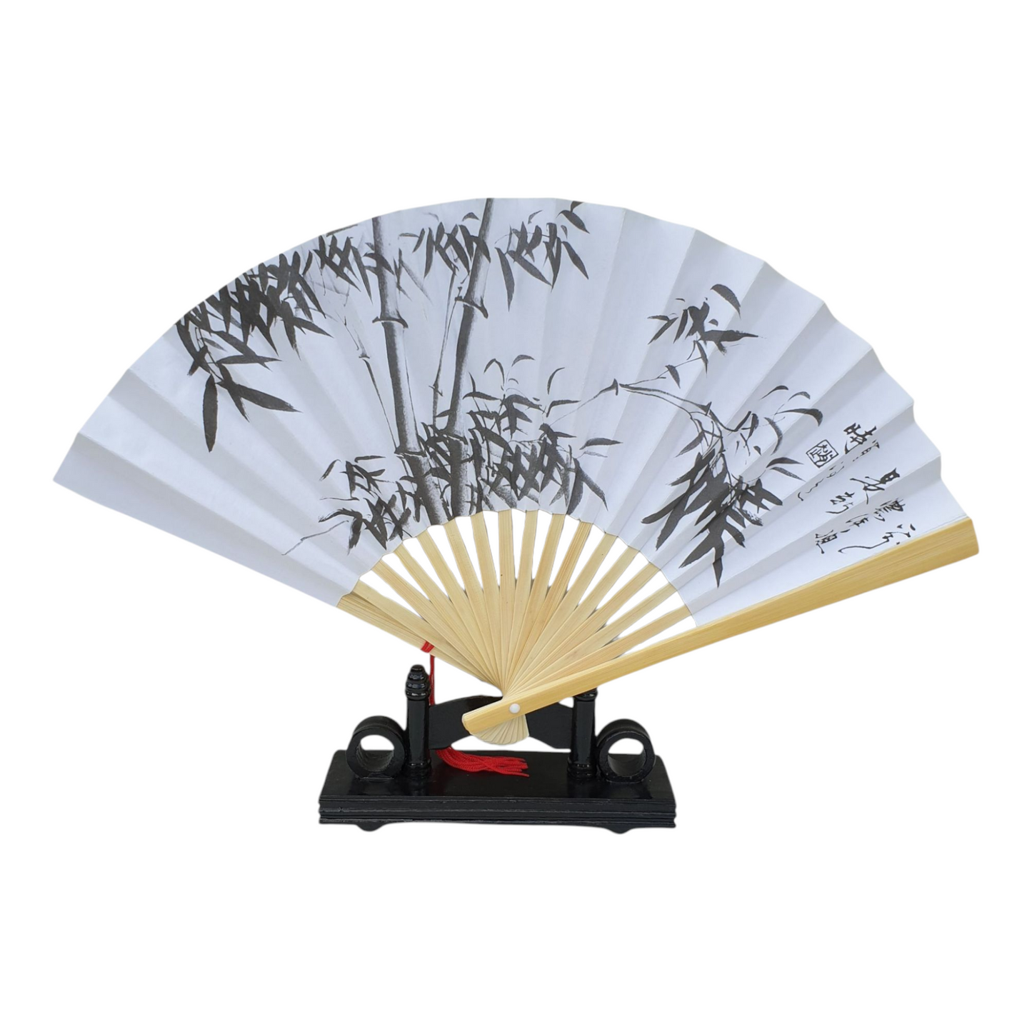 Chinese Fan - Paper and Bamboo - Painted Pheasants Picture - 23cm