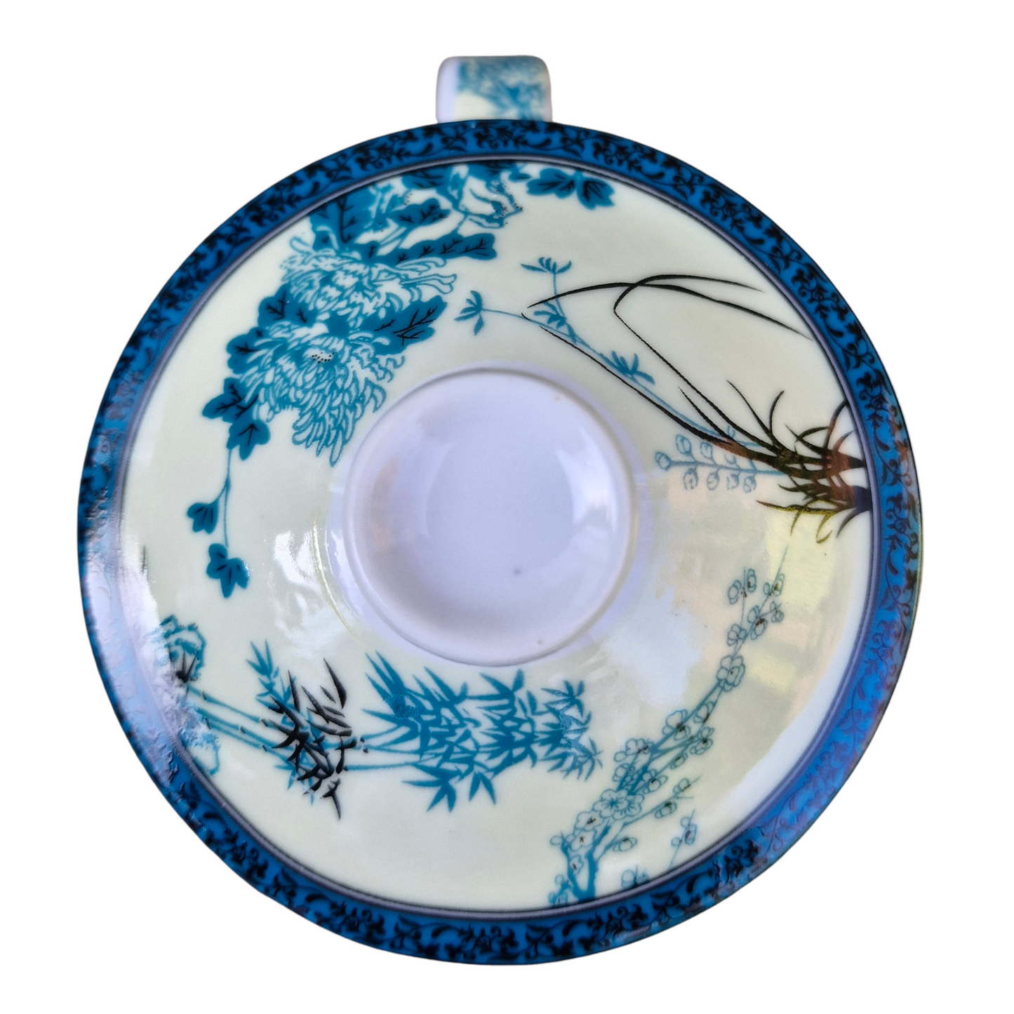 Porcelain Chinese Tea Mug with Infuser and Lid - Poetry Characters Pattern