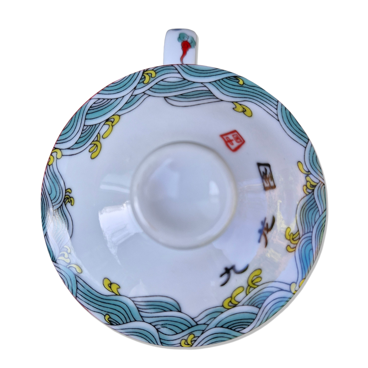 Porcelain Chinese Tea Mug with Infuser and Lid - Eight Dragons Pattern