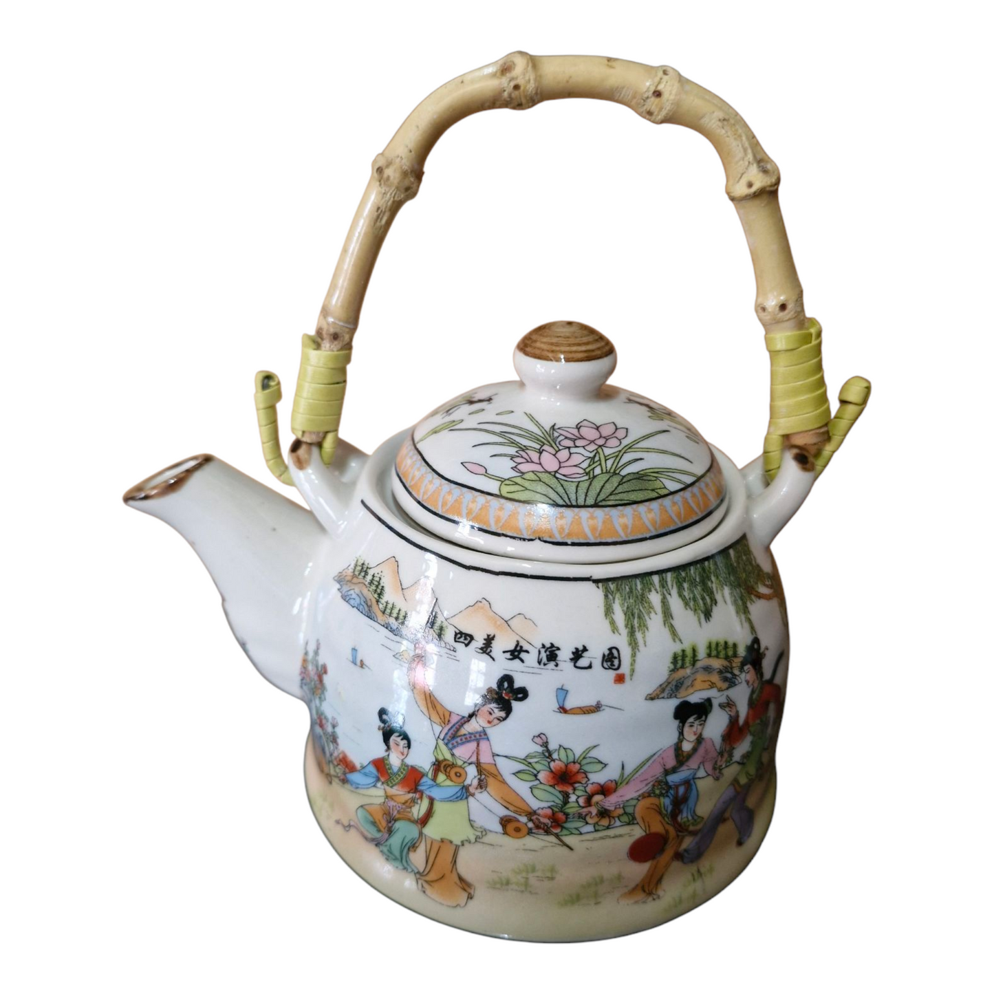 Chinese Tea Set - Traditional Garden Games Pattern - 6 Small Cups - Gift Box