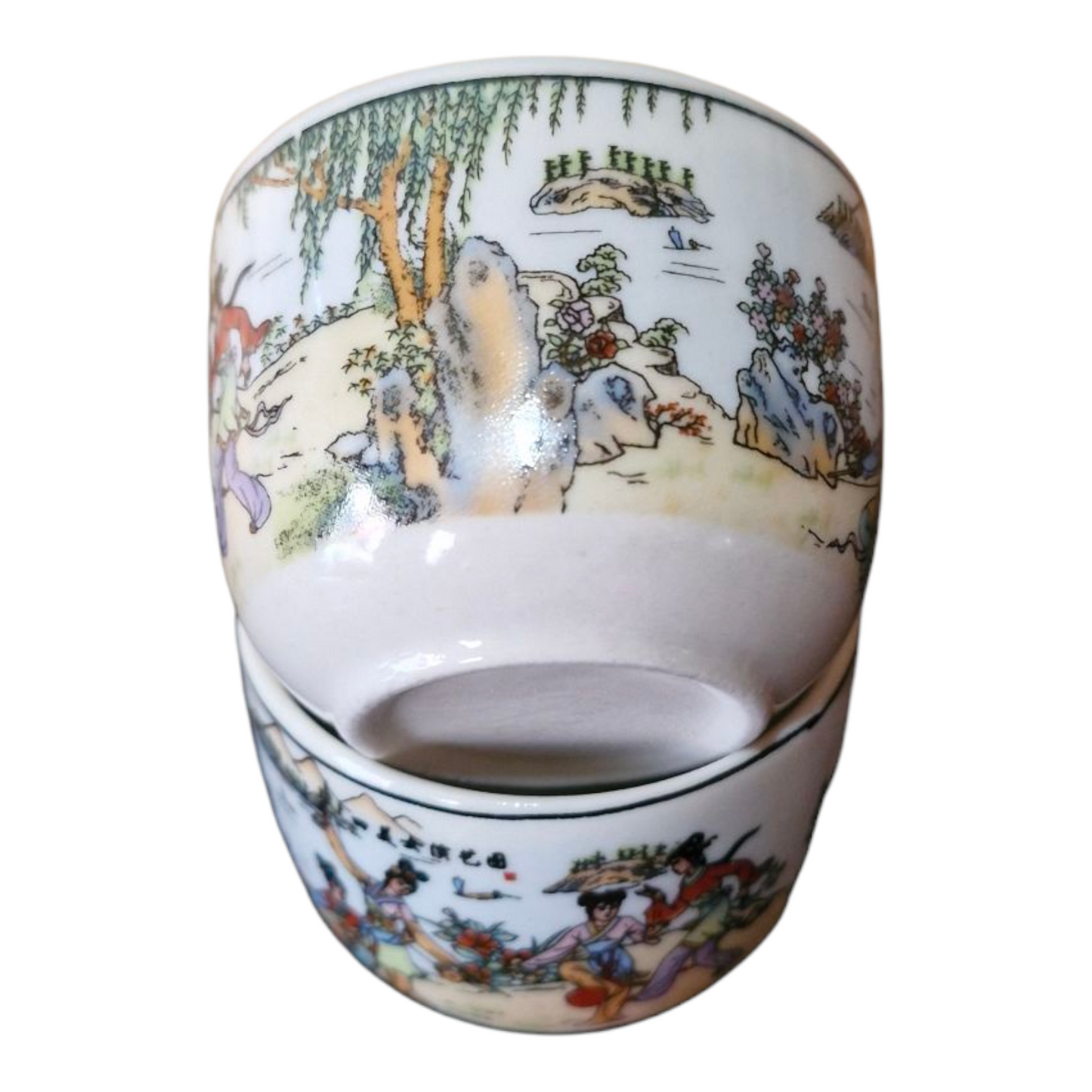 Chinese Tea Set - Traditional Garden Games Pattern - 6 Small Cups - Gift Box