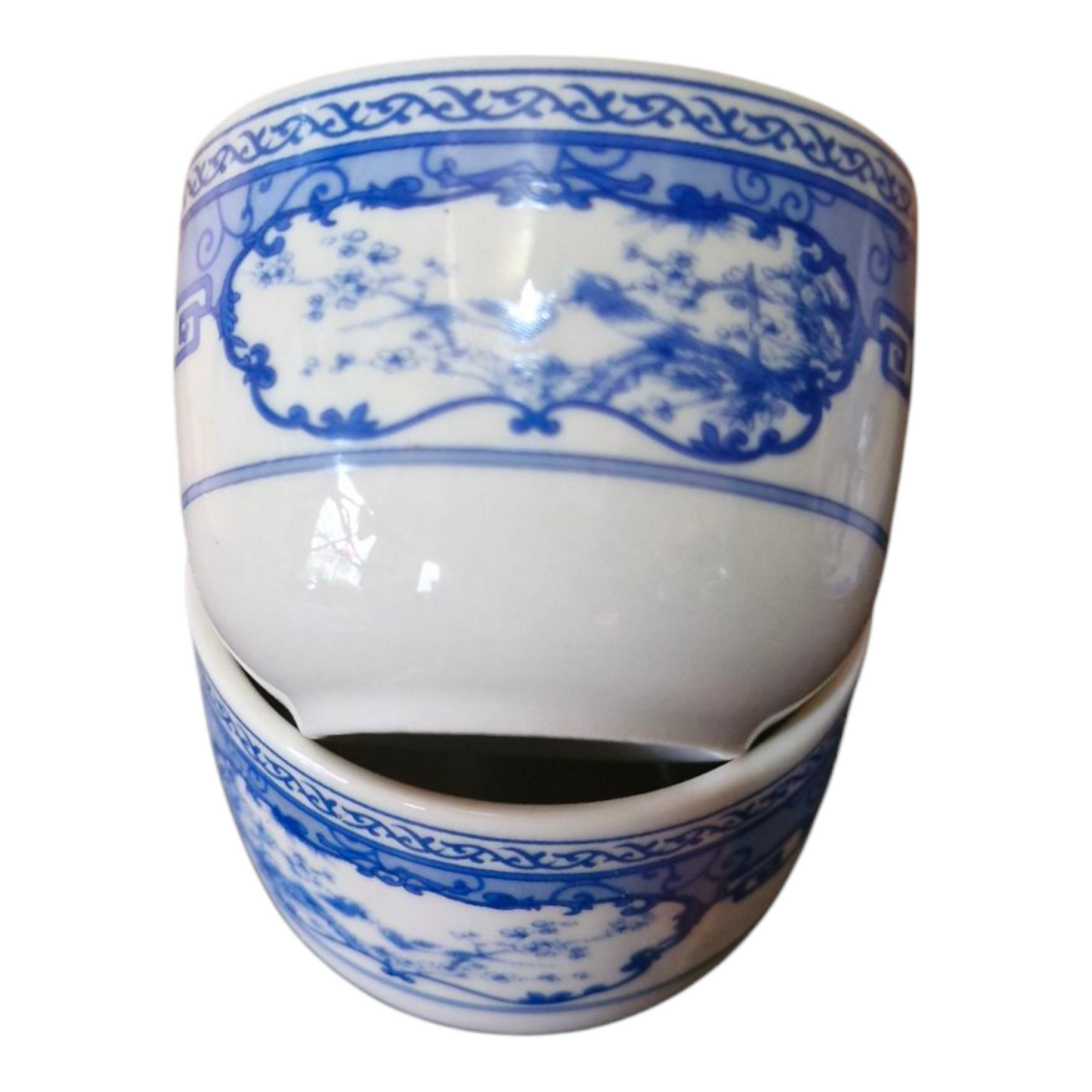 Chinese Tea Set - Blue and White - Birds and Blossom Pattern - 6 Small Cups - Gift Box