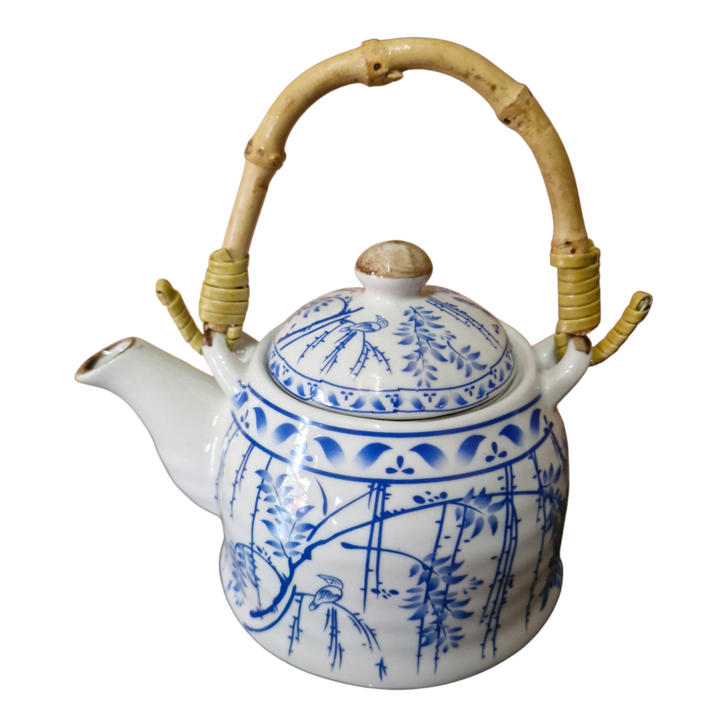Chinese Tea Set - Blue and White - Wisteria Pattern - 6 Small Cups - Gift Box