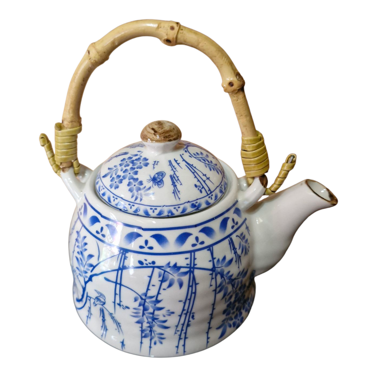 Chinese Tea Set - Blue and White - Wisteria Pattern - 6 Small Cups - Gift Box