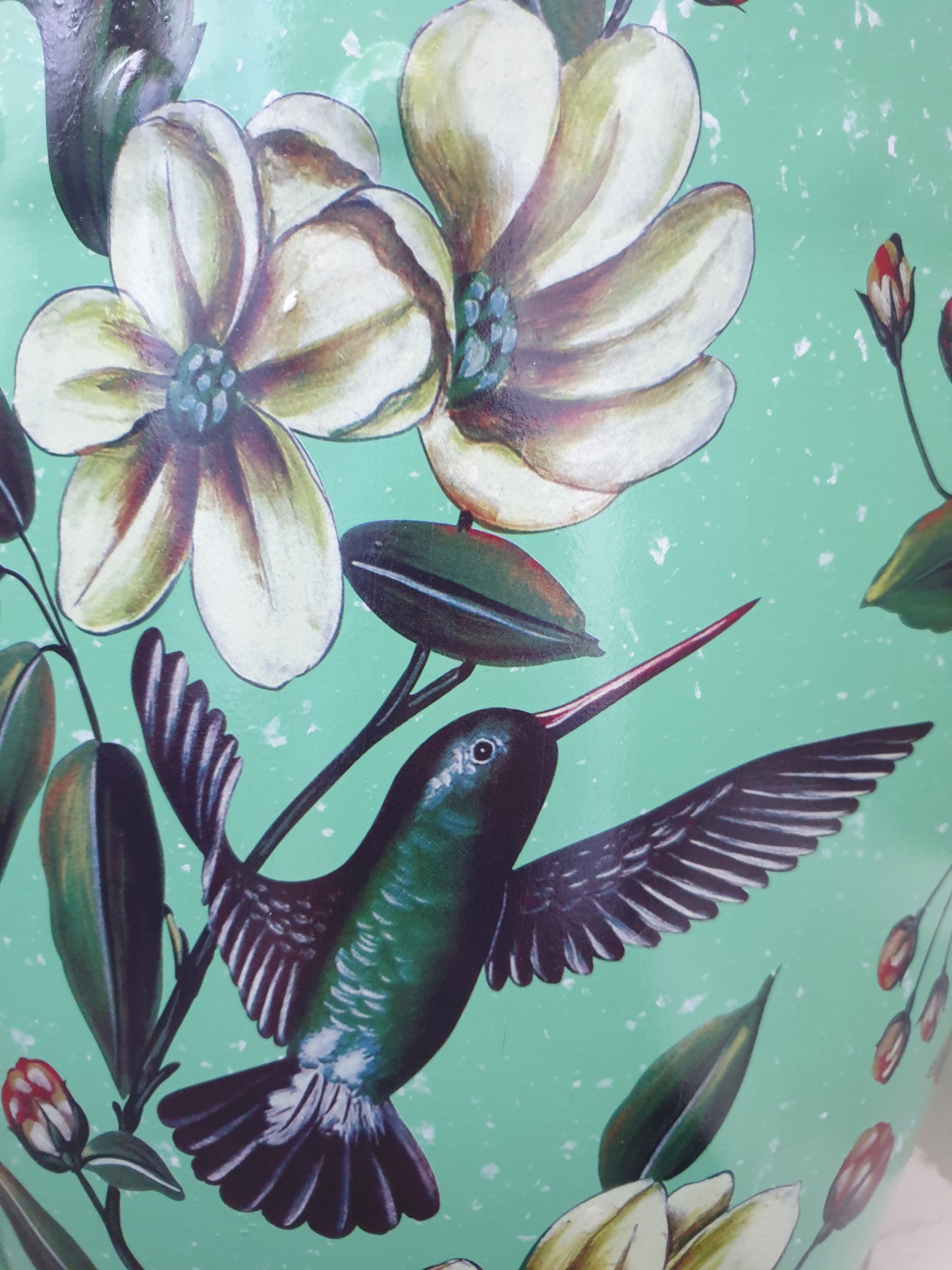Chinese Ceramic Stool / Plant Stand - Humming Birds and Flowers Pattern