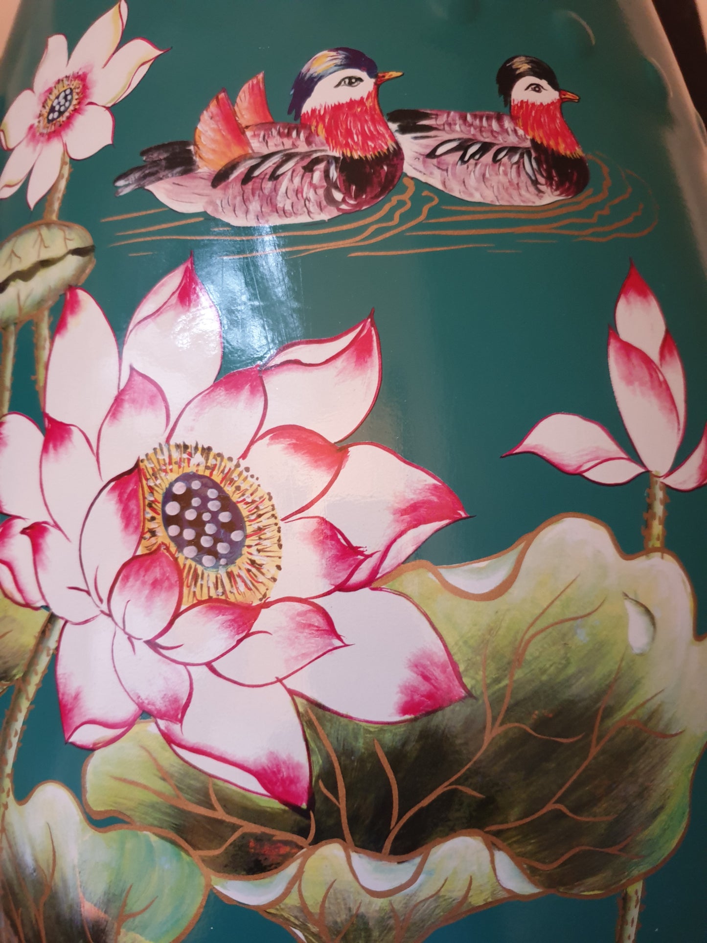 Chinese Ceramic Stool / Plant Stand - Lotus Flower and Mandarin Ducks