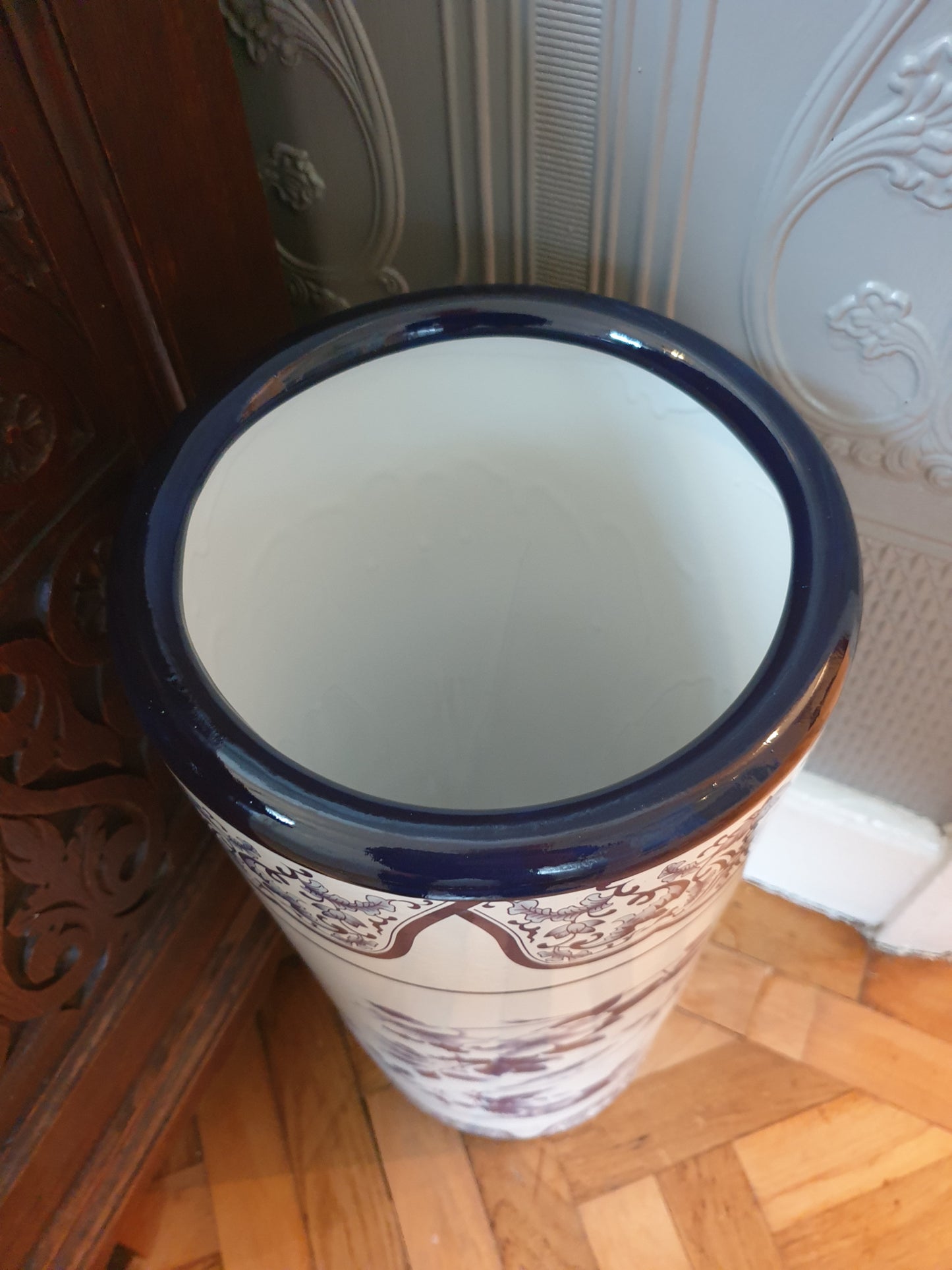 Umbrella Stand / Stick Holder - Chinese Ceramic - Rambling Rose Pattern