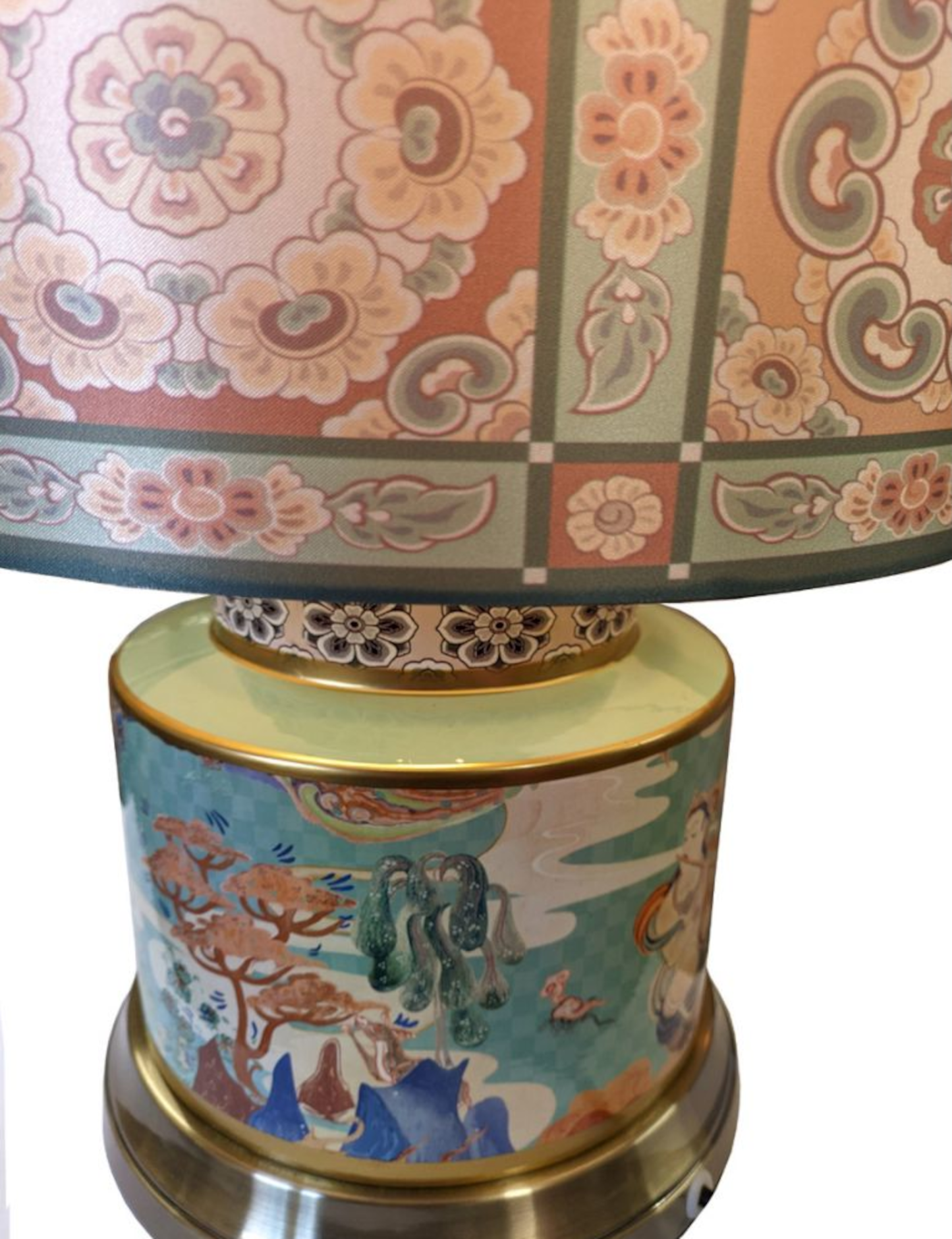 Chinese Vase Table Lamp with Shade - Dunhuang Apsara Pattern - 57cm