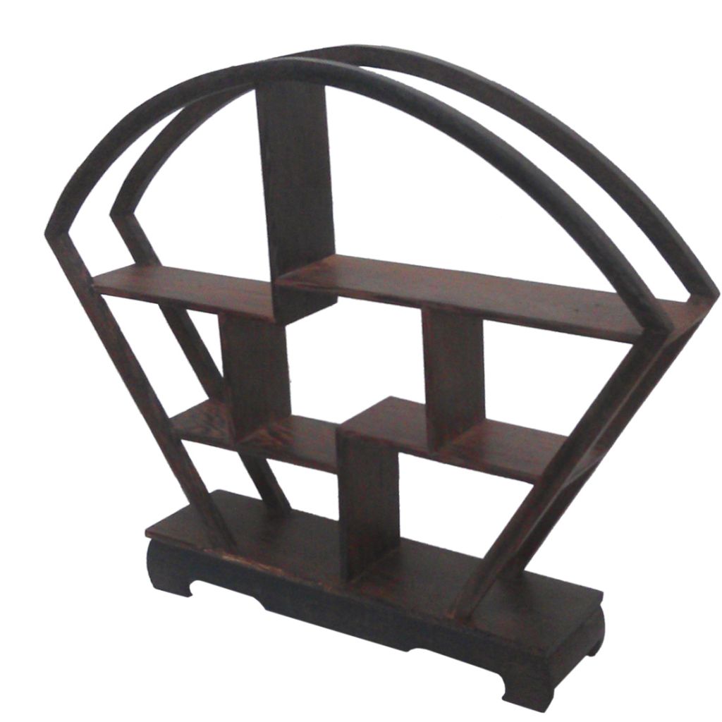 Wooden Curio or Netsuke Display Stand - Dark Grained Wood - Cupcake Shape - 34cm