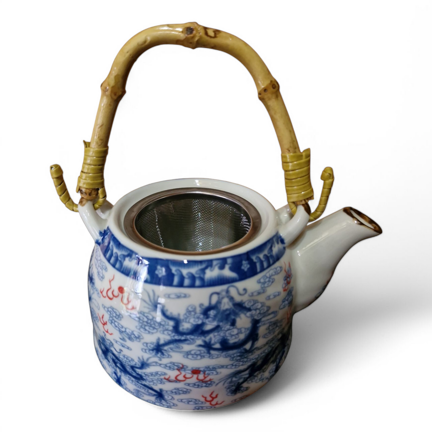 Chinese Tea Set - Blue and White - Nine Dragon Pattern - 6 Small Cups - Gift Box