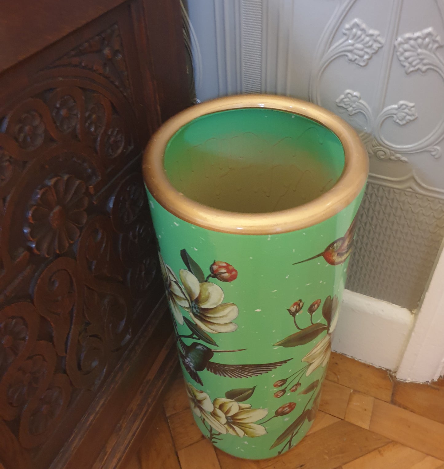 Umbrella Stand / Stick Holder - Chinese Ceramic - Humming Birds