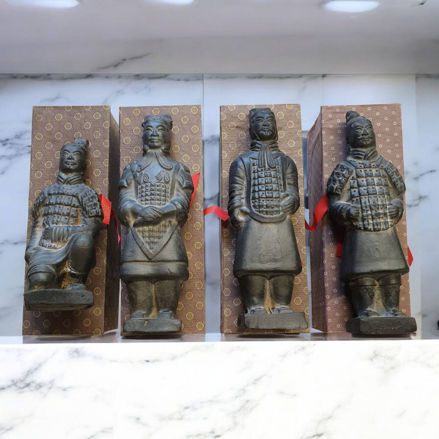 Terracotta Warriors - Set of 4 Chinese Figures - 17cm Tall - Gift Box