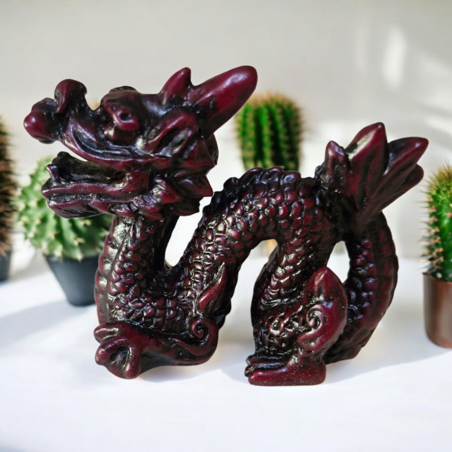 Chinese Dragon Statue - 6cm - Red Resin - Feng Shui