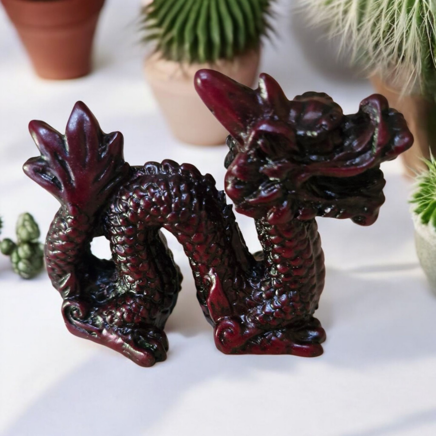 Chinese Dragon Statue - 6cm - Red Resin - Feng Shui