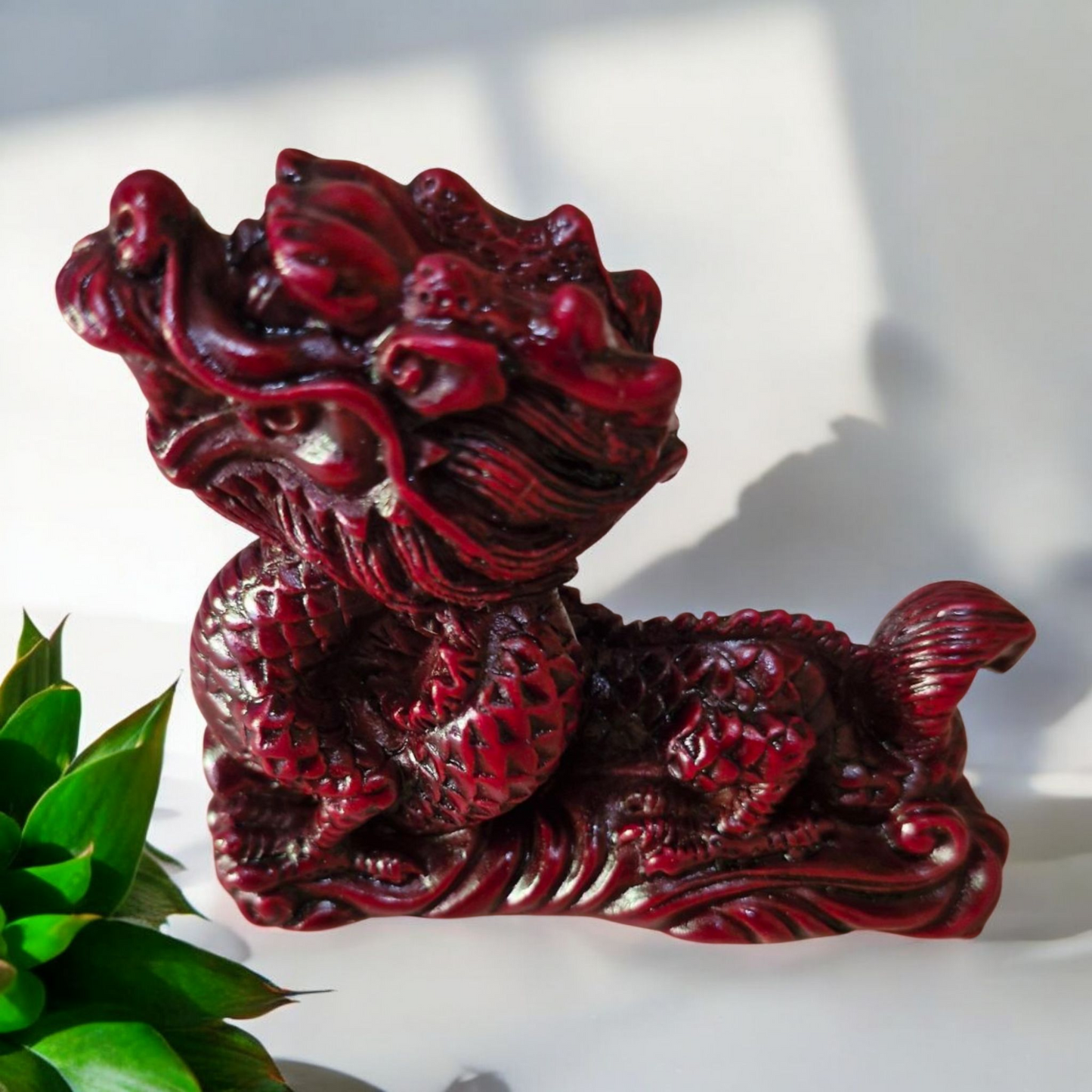 Chinese Dragon Statues - 7cm - Set of 8 - Red Resin - Feng Shui