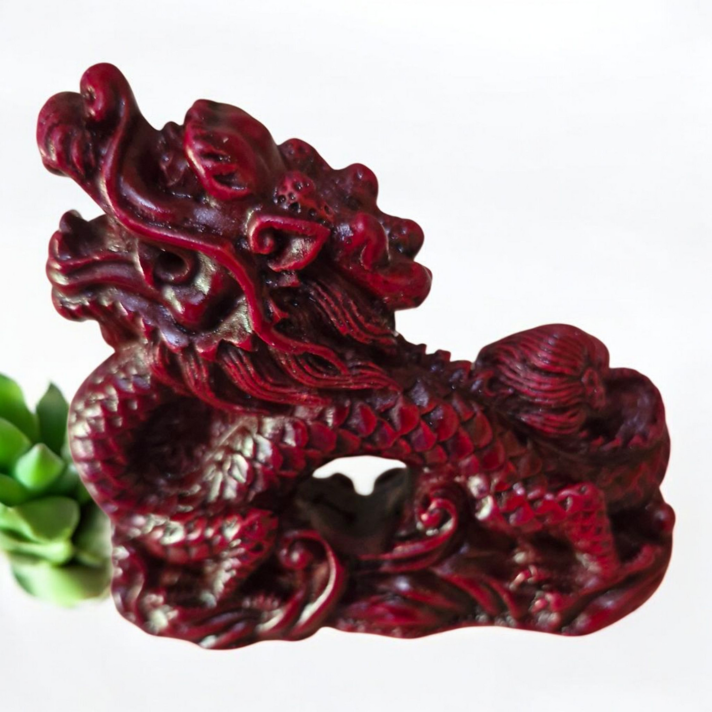 Chinese Dragon Statues - 7cm - Set of 8 - Red Resin - Feng Shui