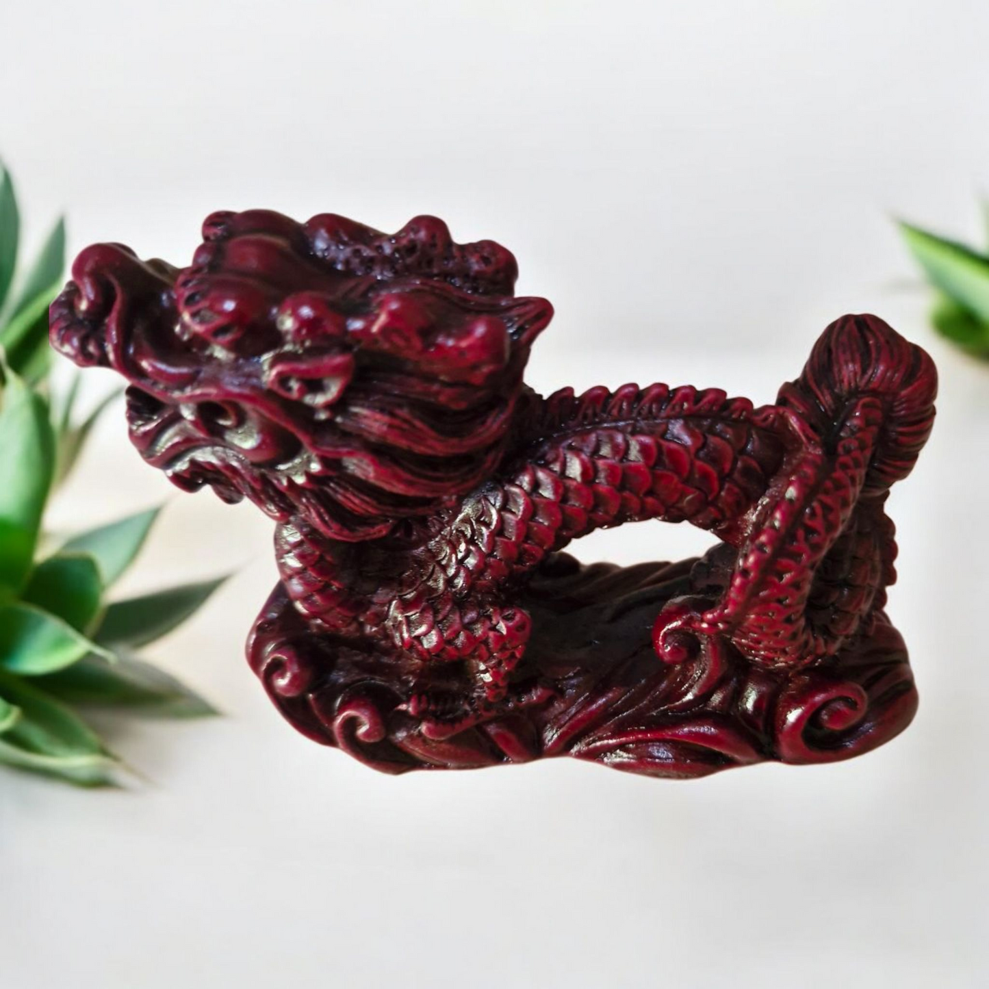 Chinese Dragon Statues - 7cm - Set of 8 - Red Resin - Feng Shui