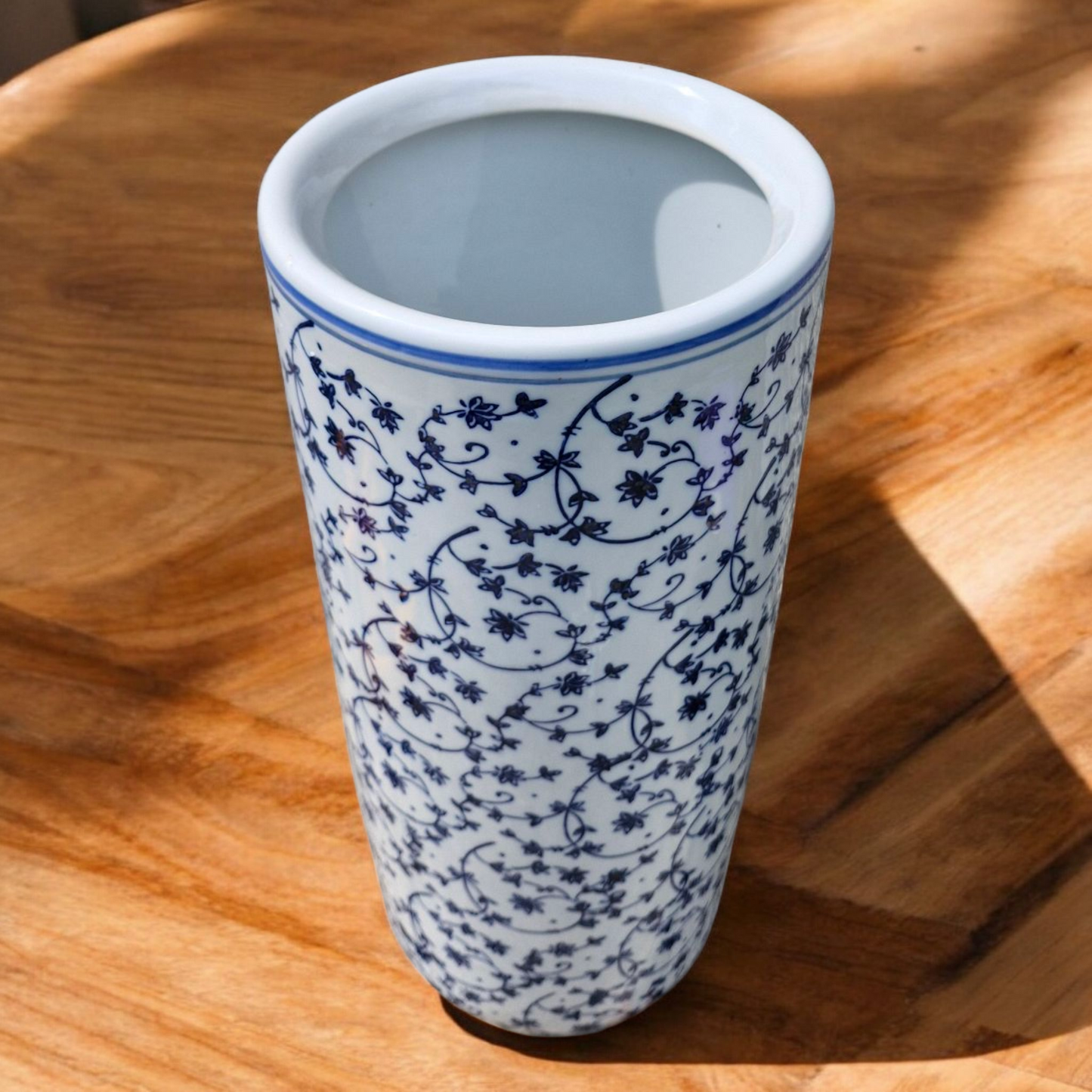 Umbrella Stand / Stick Holder - Ceramic - Blue Vine Pattern - 44cm