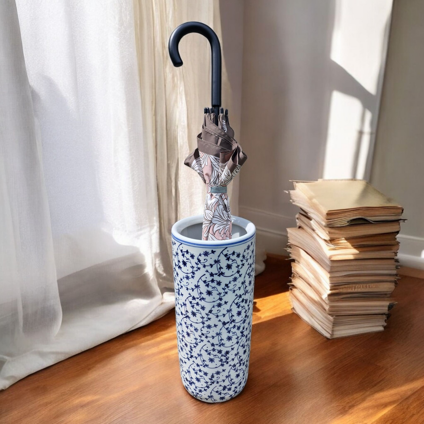 Umbrella Stand / Stick Holder - Ceramic - Blue Vine Pattern - 44cm