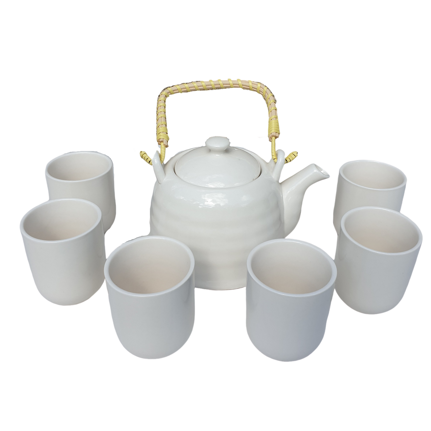 Chinese Herbal Tea Set - Classic White - 6 Cups and Infuser - Boxed