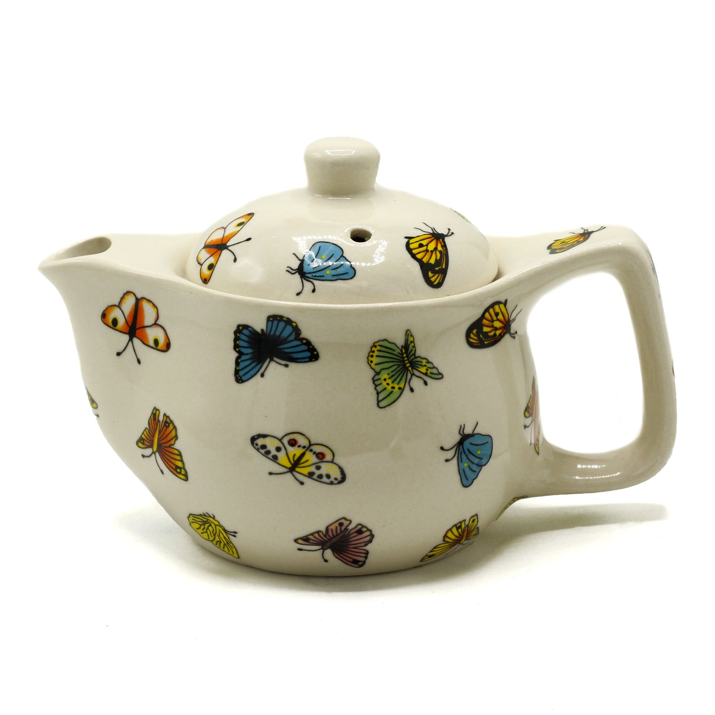 Chinese Ceramic Teapot - Small Size - Metal Infuser - Butterflies Pattern - 350ml