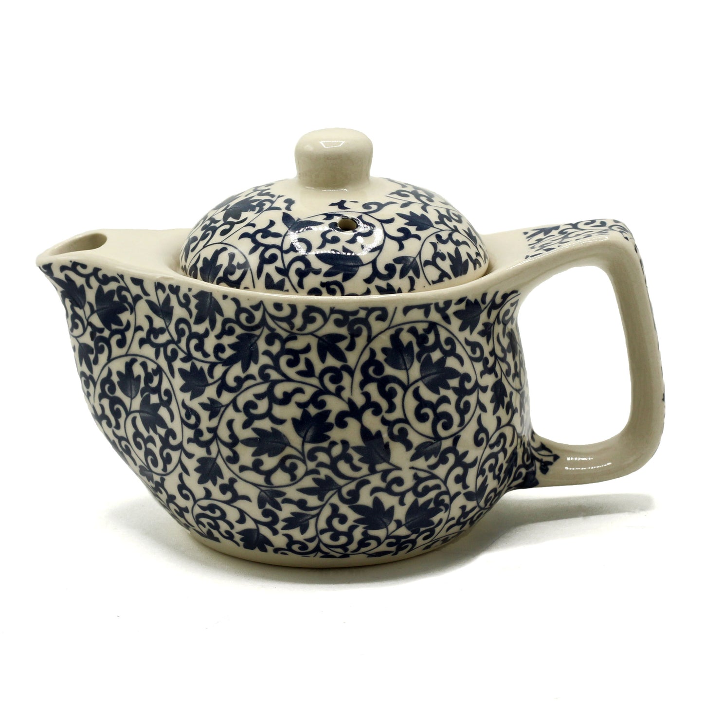 Chinese Ceramic Teapot - Small Size - Metal Infuser - Blue Floral Pattern - 350ml