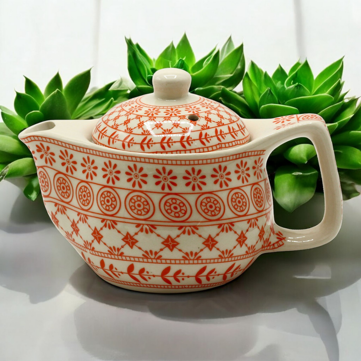 Chinese Ceramic Teapot - Small Size - Metal Infuser - Amber Pattern - 350ml
