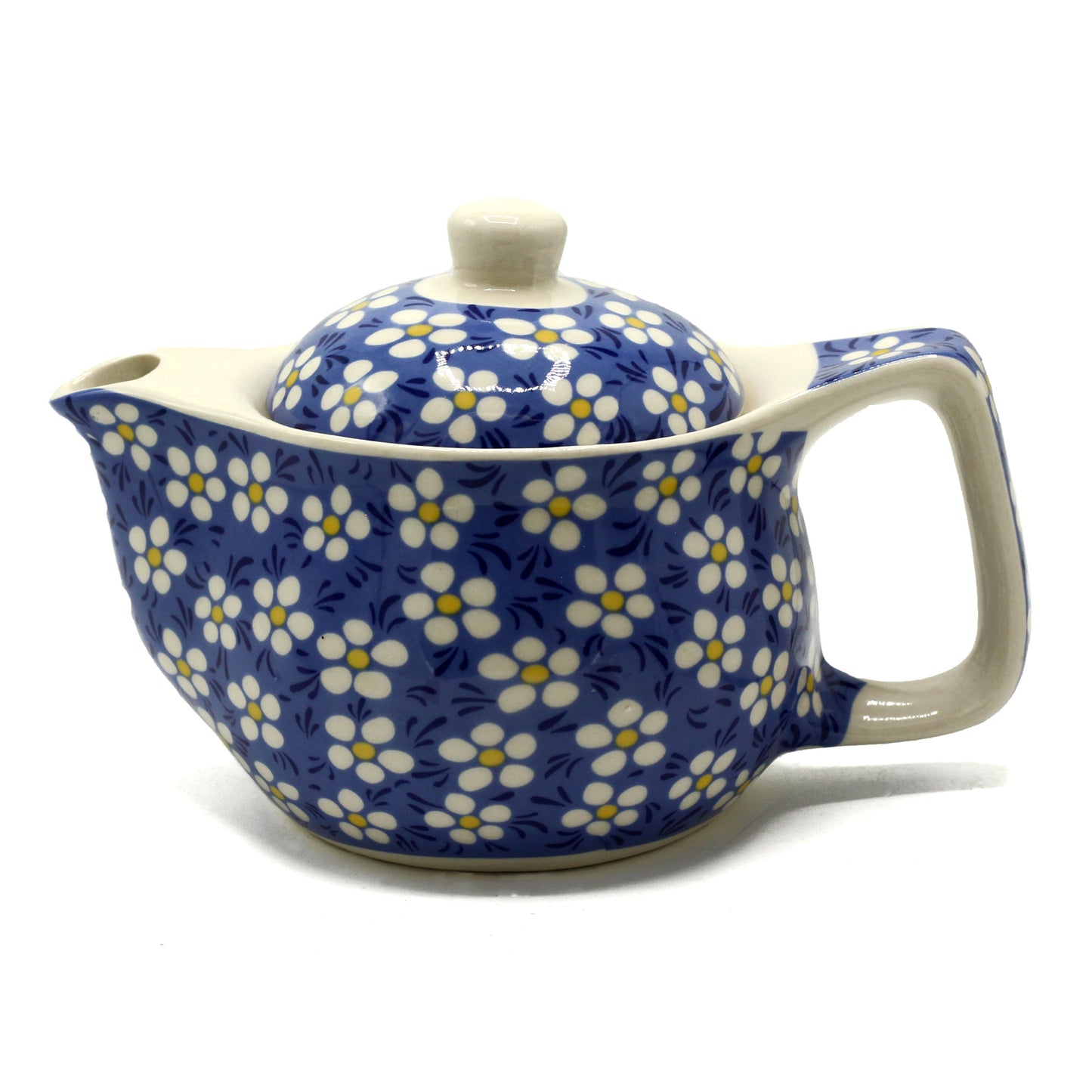 Chinese Ceramic Teapot - Small Size - Metal Infuser - Blue Daisy Pattern - 350ml
