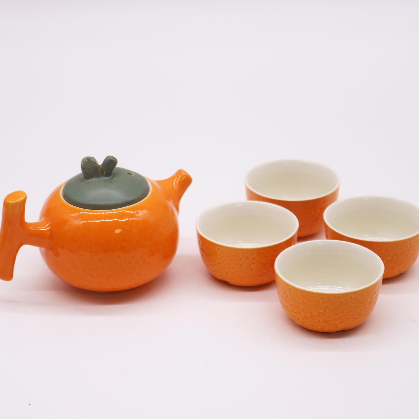 Chinese Orange Tea Set - Tea Pot & Four Cups - Gift Box - Small Size - 200ml