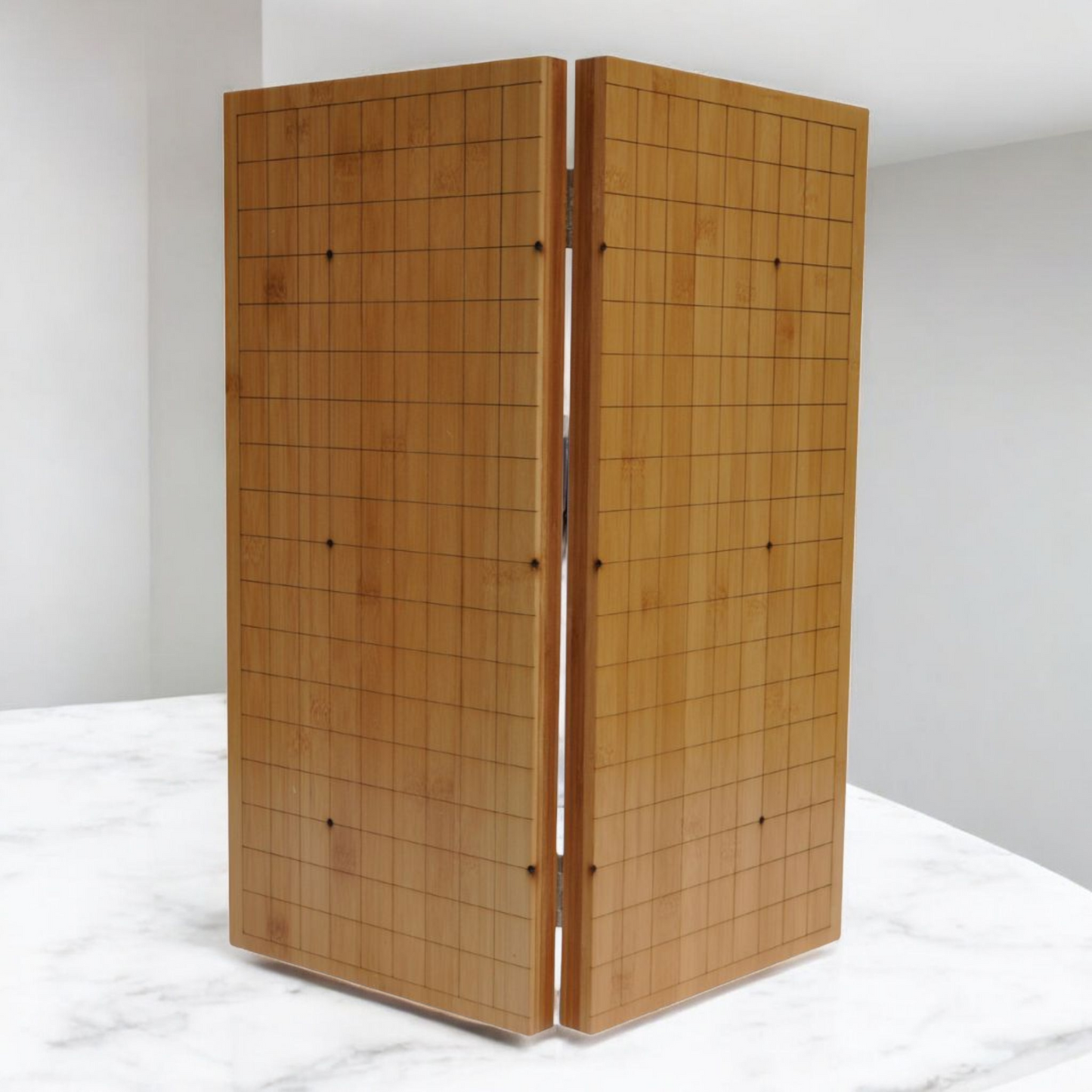Chinese Go Game Set - Wei Qi Stones - Bamboo Bowls - Folding Bamboo Board