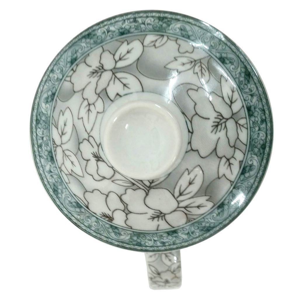 Porcelain Chinese Tea Mug with Infuser and Lid - Jasmine Blossom Pattern
