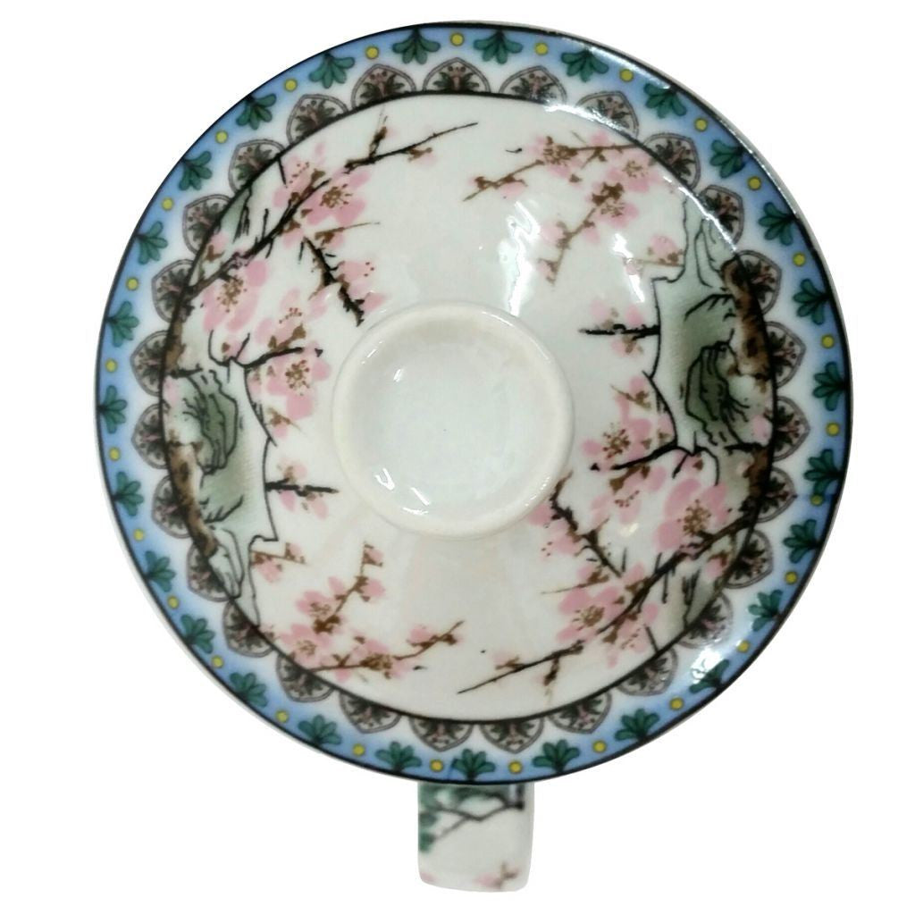 Porcelain Chinese Tea Mug with Infuser and Lid - Bao Qin Pattern