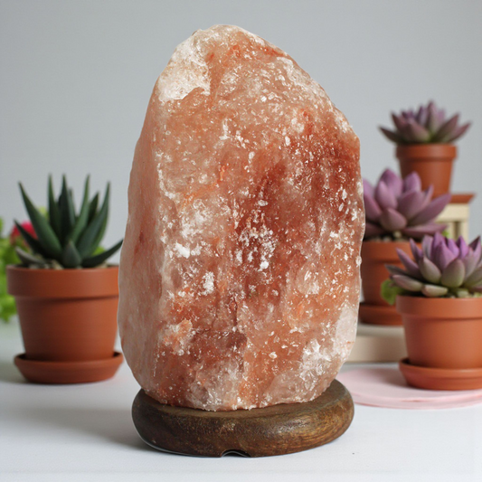 Himalayan Salt Lamp - Medium Size - 2-3kg on Wooden Base - Feng Shui