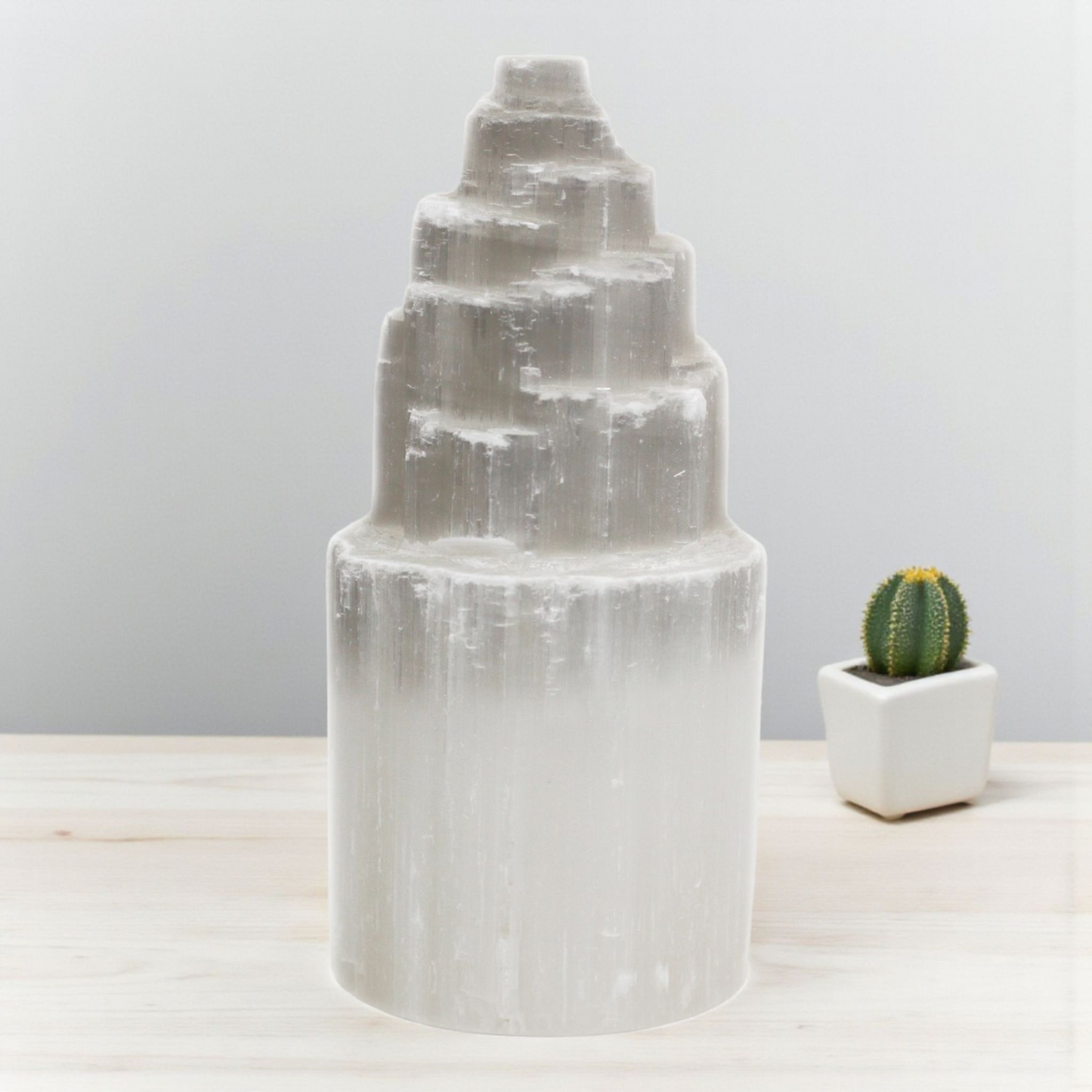 Natural Selenite Tower Lamp - 20 cm Tall - 240v - Complete with Bulb