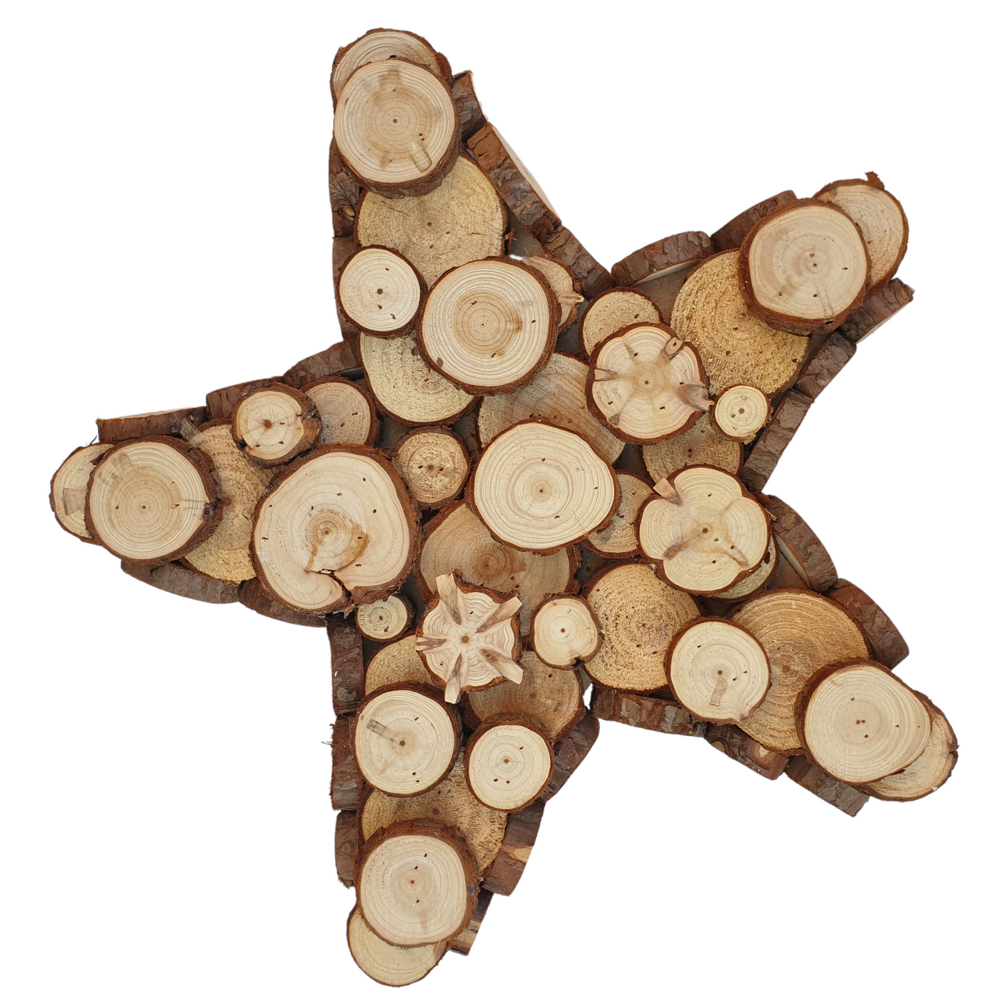 Rustic Wood Slice Decoration - Christmas Star - 36 x 6cm - Table Centre Piece