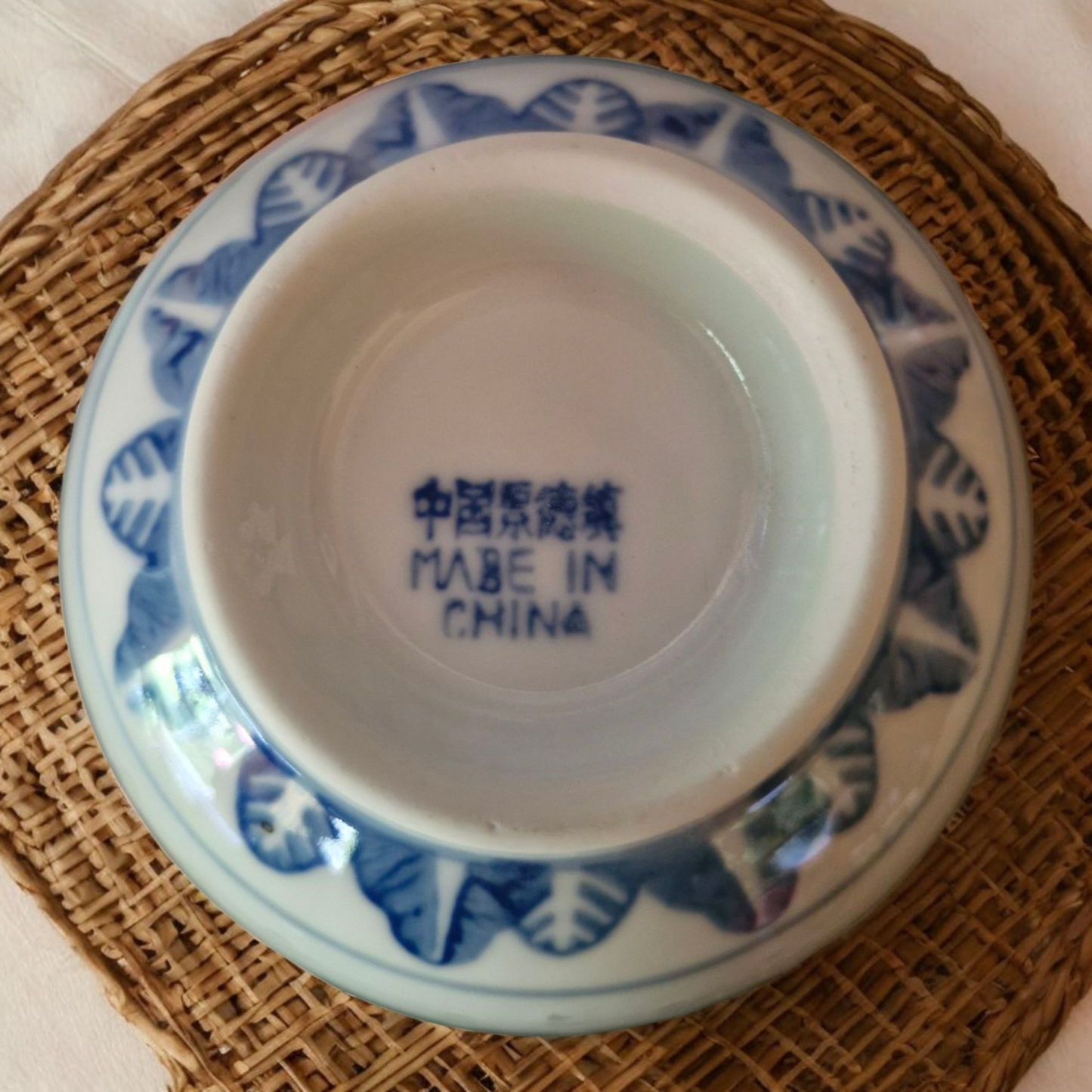 Chinese Blue and White Bowls - Rice Pattern - Blue Dragon - Set of 6 - 11.5cm