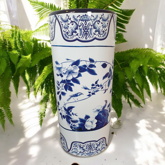 Umbrella Stand / Stick Holder - Chinese Ceramic - Rambling Rose Pattern