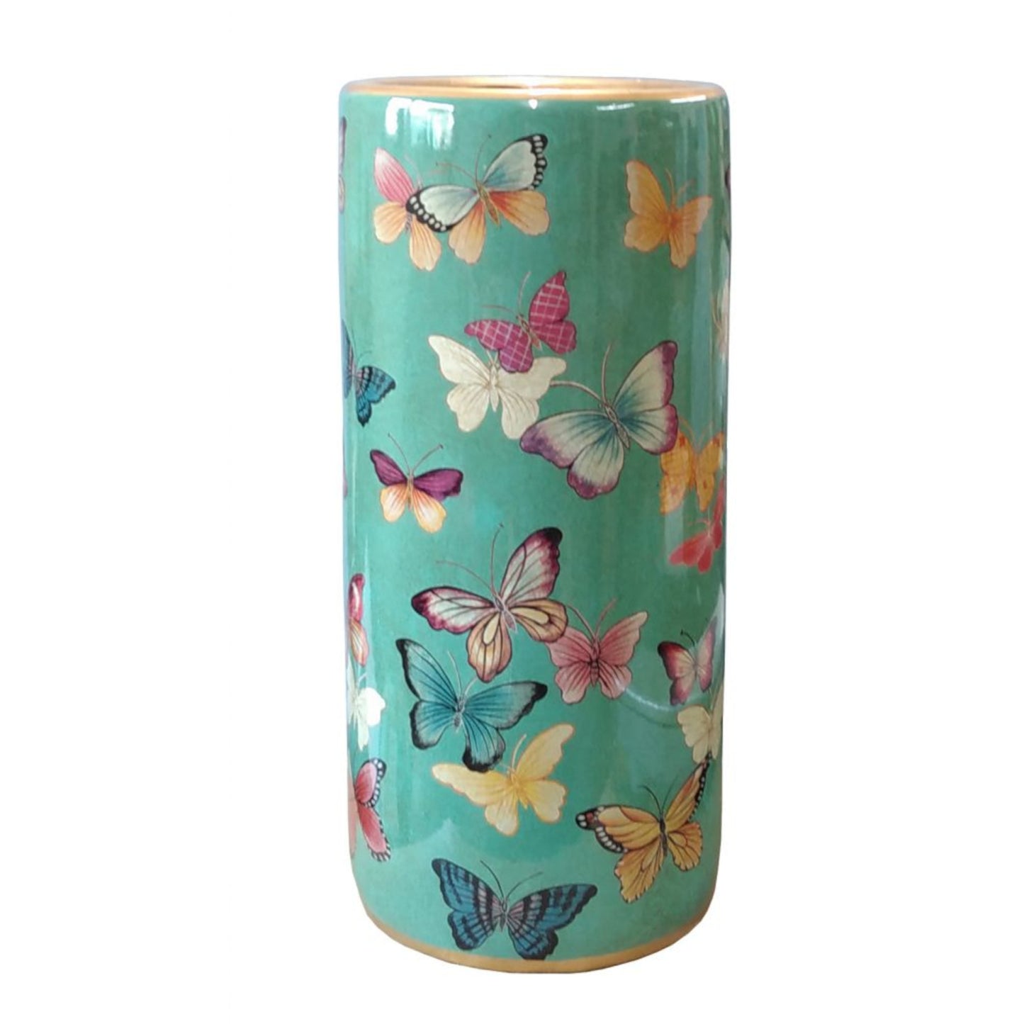 Umbrella Stand / Stick Holder - Chinese Ceramic - Butterfly Pattern