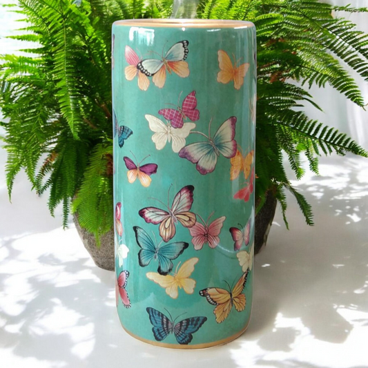 Umbrella Stand / Stick Holder - Chinese Ceramic - Butterfly Pattern