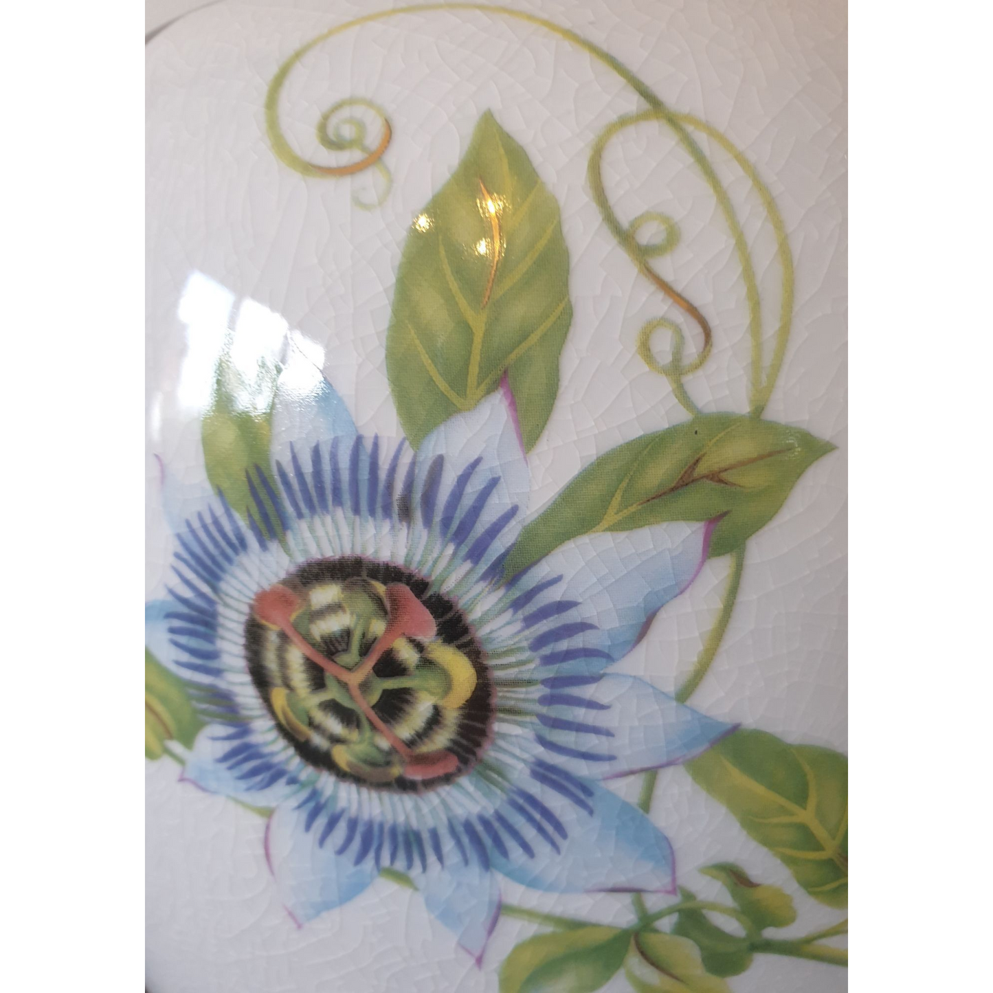Chinese Table Lamp - White Passion Flower Pattern with Shade - 52cm