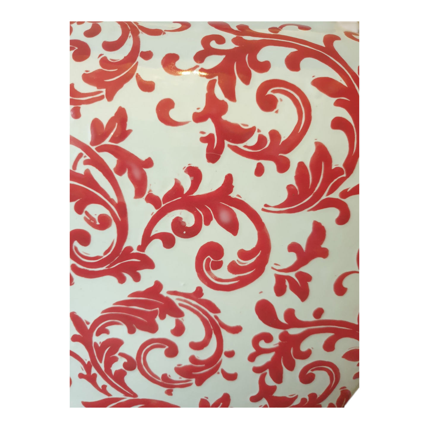 Chinese Table Lamp with Shade - Red Phoenix Feather Pattern