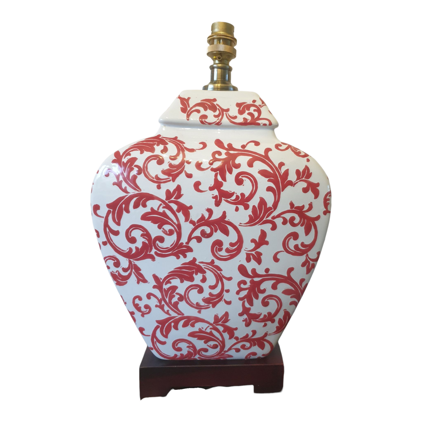 Chinese Table Lamp with Shade - Red Phoenix Feather Pattern
