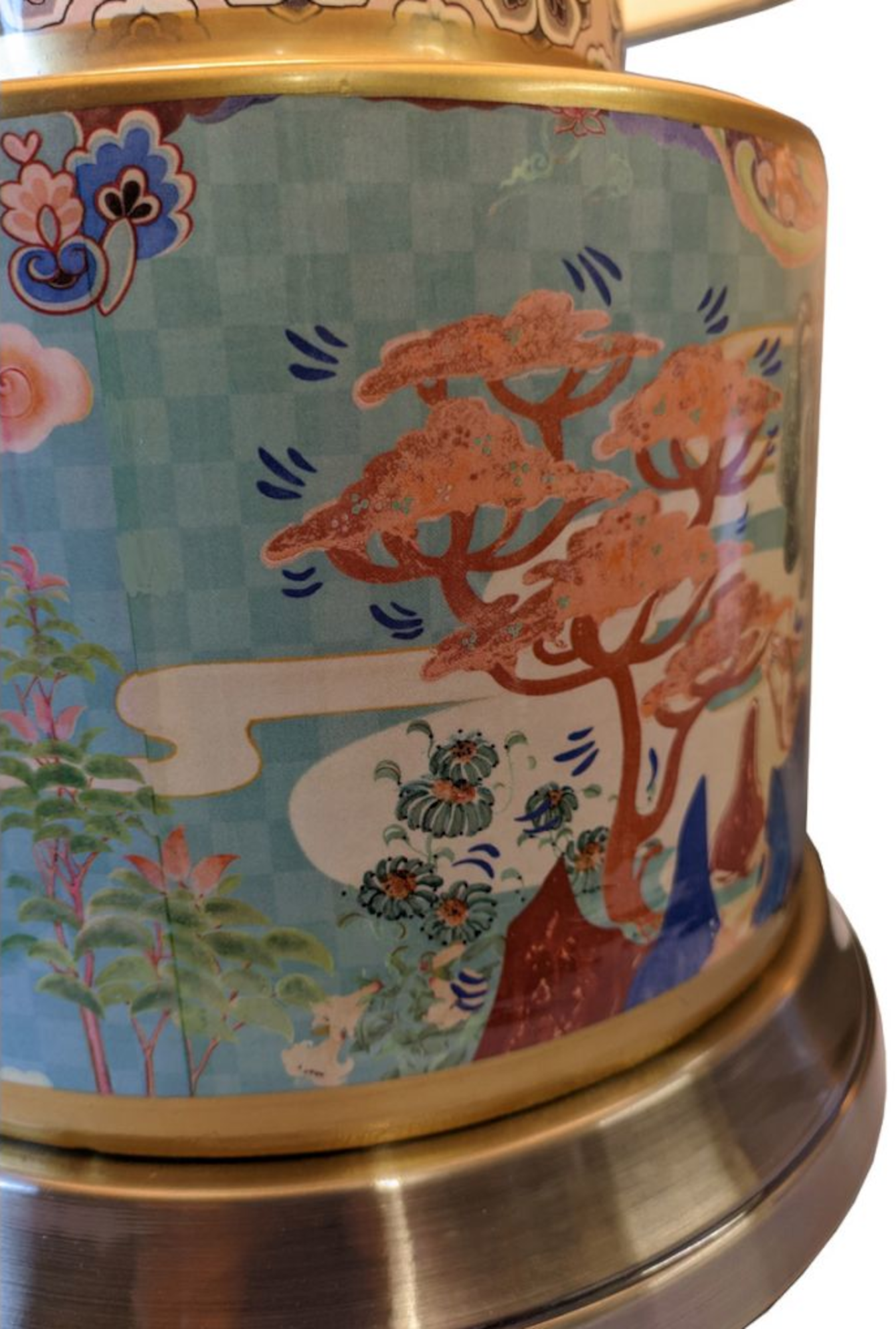 Chinese Vase Table Lamp with Shade - Dunhuang Apsara Pattern - 57cm